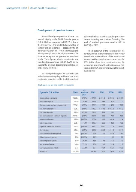 Annual Report 2003 - Hannover Re