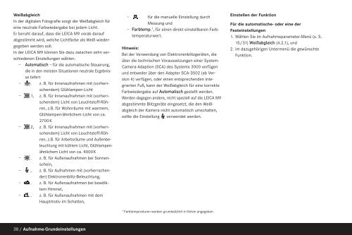LEICA M9 LEIC A M9 Anleitung / Instructions - GraphicArt AG
