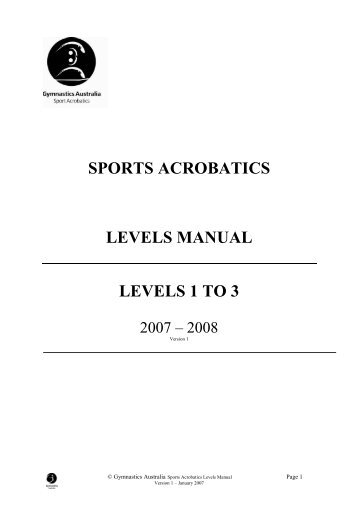 SPORTS ACROBATICS LEVELS MANUAL - Gymnastics Australia