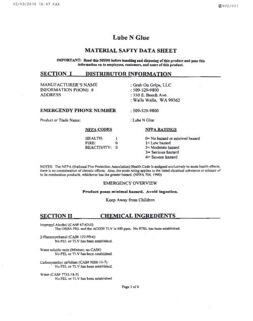 Lube N Glue National Gym Supply, Inc