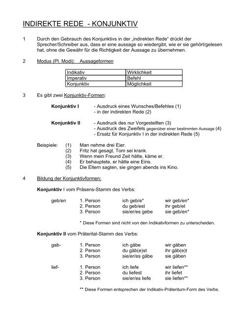 INDIREKTE REDE - KONJUNKTIV - Gymnasium Neutraubling