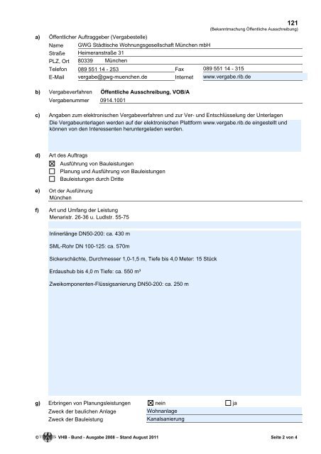 Fax.: GWG-Seiten Bekanntmachung - GWG München