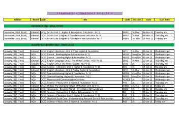 Exam Timetable