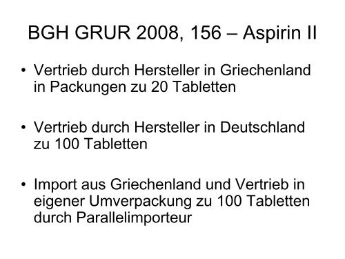 Übersicht über die aktuelle höchstrichterliche ... - GRUR