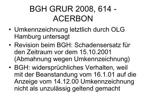 Übersicht über die aktuelle höchstrichterliche ... - GRUR