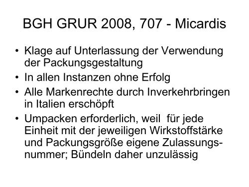 Übersicht über die aktuelle höchstrichterliche ... - GRUR