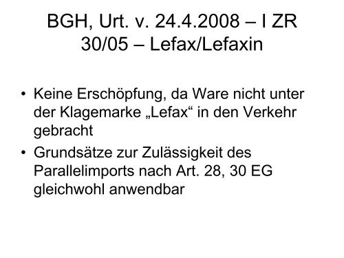 Übersicht über die aktuelle höchstrichterliche ... - GRUR