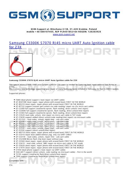 Samsung C3300K S7070 RJ45 micro UART Auto ... - GSM-Suport.net