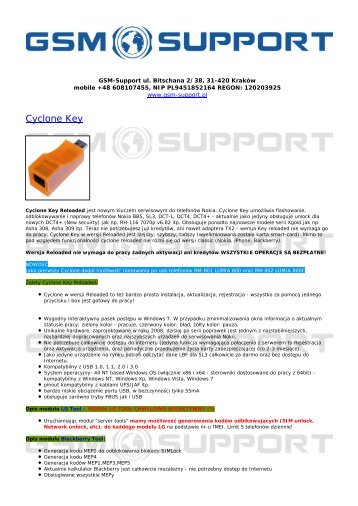 Cyclone Key - GSM-Support