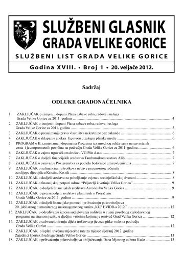 Sluzbeni glasnik GVG 1 2012.indd - Grad Velika Gorica