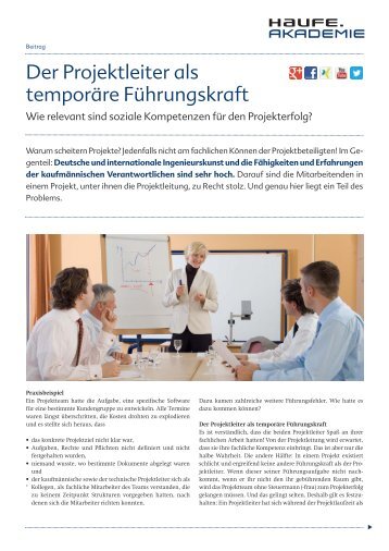 Der Projektleiter als temporäre Führungskraft - Haufe Akademie