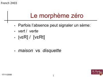 La morphologie: morphÃ¨me zÃ©ro, allomorphes