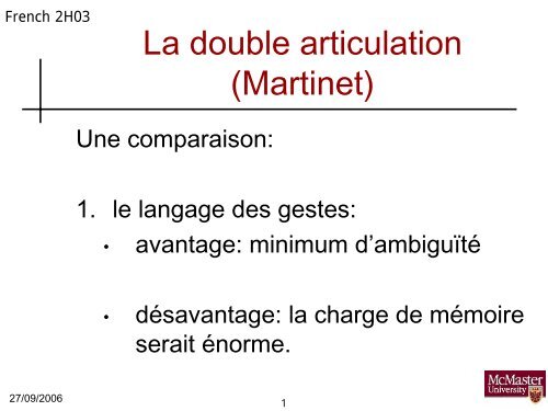 La Double Articulation Martinet