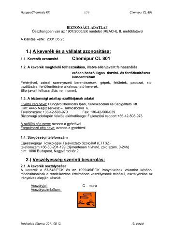 Chemipur CL 801 - Hungaro Chemicals Kft.