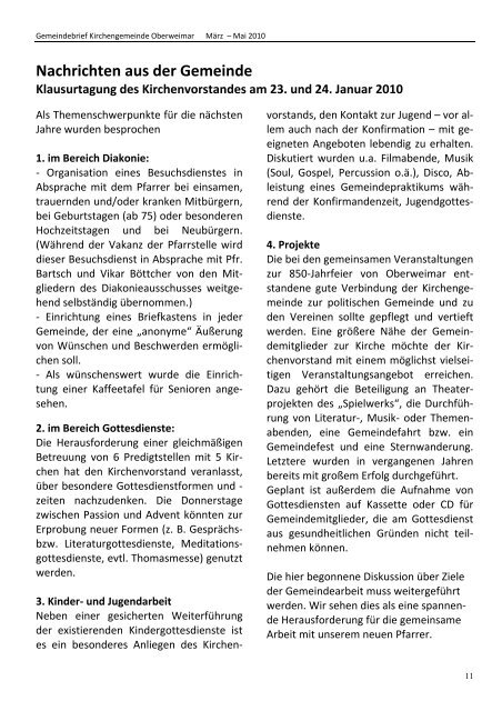 Gemeindebrief Kirchengemeinde Oberweimar - Hermershausen