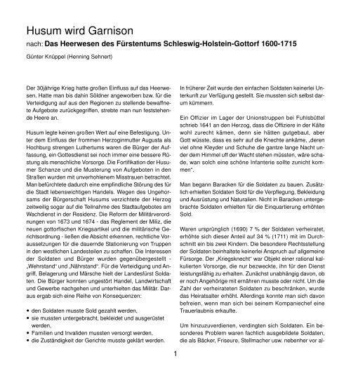 Husum wird Garnison - Husum-Stadtgeschichte