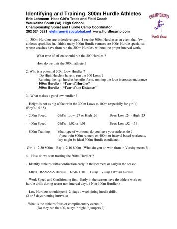 Identifying and Training 300m Hurdle Athletes - HurdleCentral.com