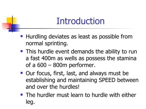 300m & 400m Hurdles Presentation 2007 - HurdleCentral.com