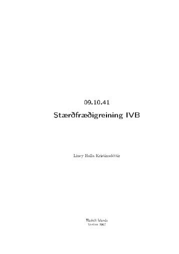 StÃ¦rÃ°frÃ¦Ã°igreining IVB - HÃ¡skÃ³li Ãslands