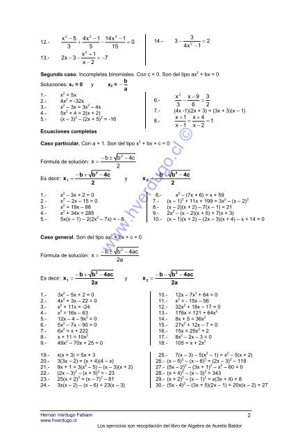 Ecuaciones de segundo grado