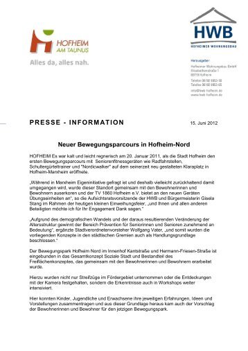 Pressemitteilung Neuer Bewegungsparcours in Hofheim-Nord