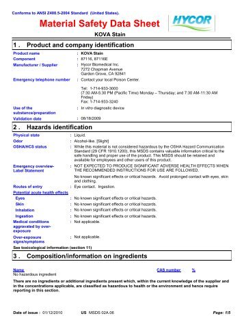 SDS KOVA Stain_NAEnglish.pdf - Hycor Biomedical