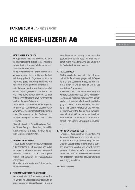 GV-Dossier 2011 - HC Kriens-Luzern