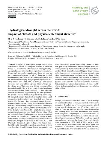 Hydrological drought across the world - Hydrology and Earth System ...