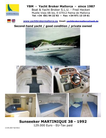 2 Sunseeker Martinique 38 Ref.8521 - heckenweb.de