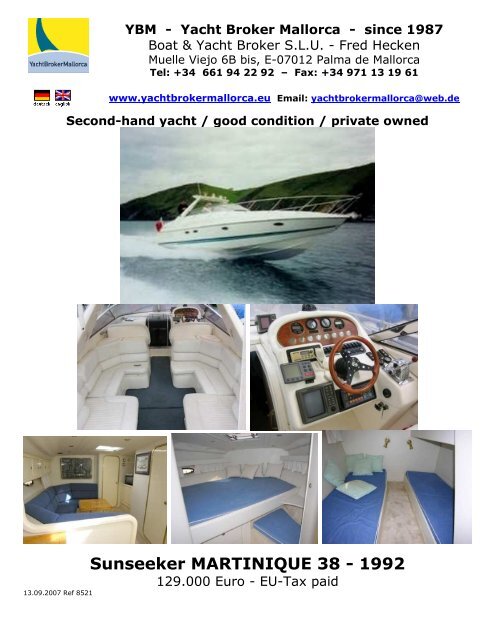 2 Sunseeker Martinique 38 Ref.8521 - heckenweb.de