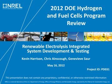Renewable Electrolysis Integrated System Development and Testing