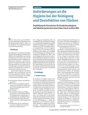 Anforderungen an die Hygiene bei der Reinigung und ... - Springer