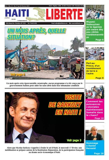 VISITE DE SARKOZY EN HAITI ! - Haiti Liberte