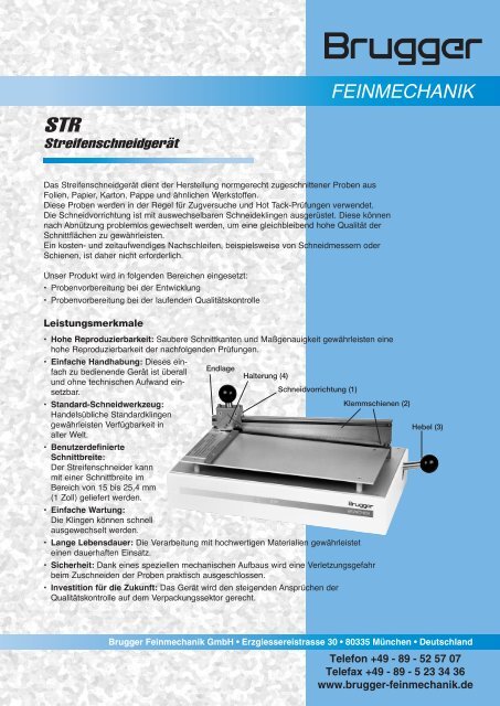 Datenblatt runterladen - Brugger Feinmechanik Gmbh