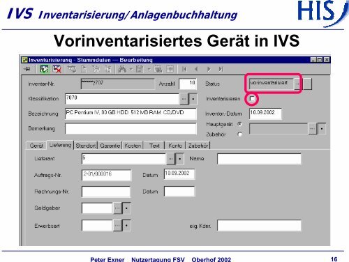 IVS Inventarisierung/Anlagenbuchhaltung