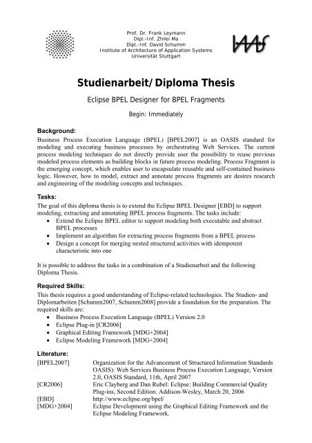 Studienarbeit/Diploma Thesis - IAAS - UniversitÃ¤t Stuttgart