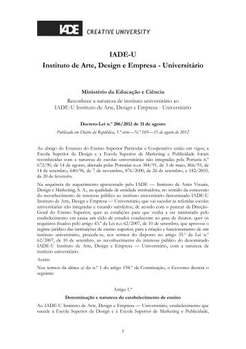 Decreto-Lei n.Âº 206/2012 - IADE