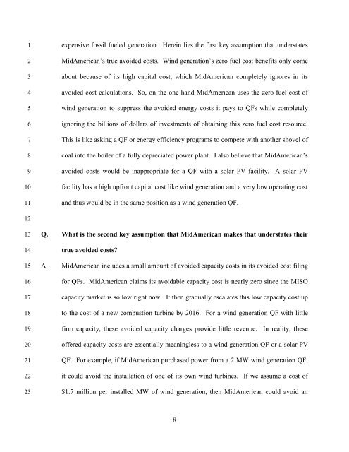 Testimony of Tom Wind, Wind Energy Consulting, PC, Jamaica, Iowa