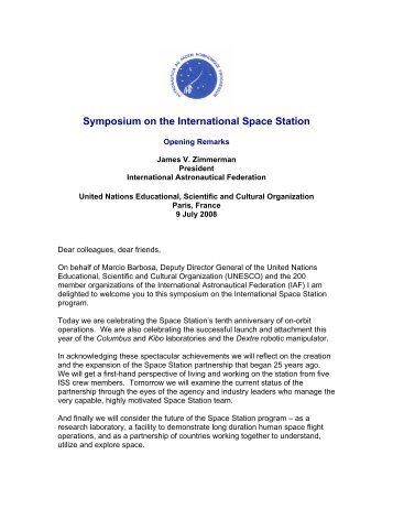 James Zimmerman's presentation (PDF) - IAF home page