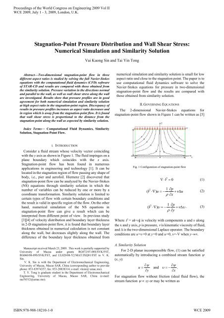 Stagnation-Point Pressure Distribution and Wall Shear Stress ...