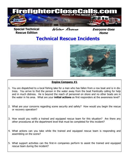 Technical Rescue Incidents Scenarios