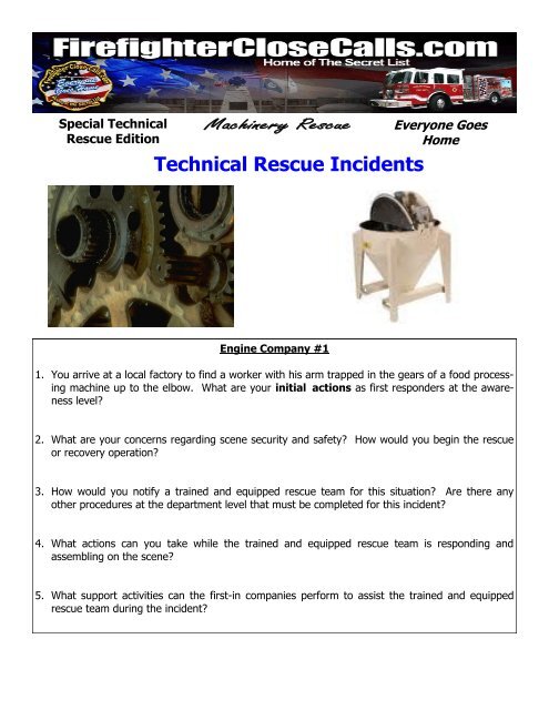 Technical Rescue Incidents Scenarios