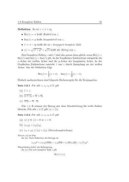 Mathematik fÃ¼r Ingenieure I - Institut fÃ¼r Algebraische Geometrie ...