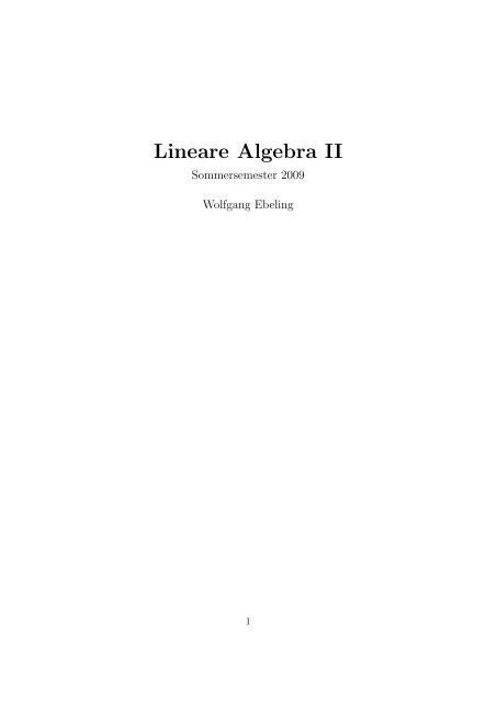 Lineare Algebra II - Institut fÃ¼r Algebraische Geometrie - Leibniz ...