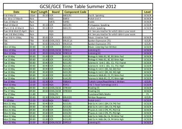 Summer 2012 Exam Timetable 2 - Islington Arts and Media School
