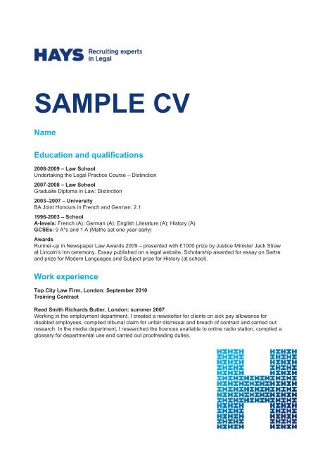 SAMPLE CV - Hays