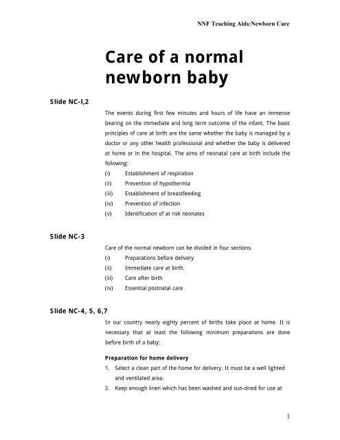 Care Of A Normal – New Born Baby - Newbornwhocc.org