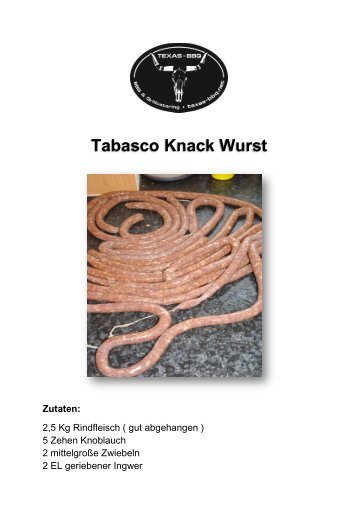 Tabasco Knack Wurst Zutaten