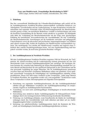 1 Essay zum Modellversuch „Neunstündiger Berufsschultag in NRW ...