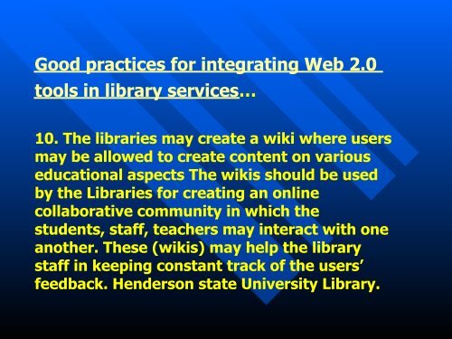 Use of Web 2.0 Tools by Libraries: A Reconnaissance of the ... - IATUL